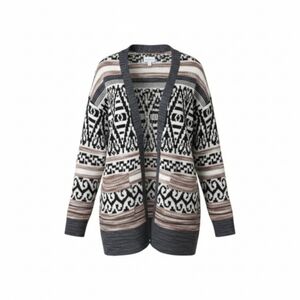 Lucky Brand Geometric Cardigan - Black, White, Tan